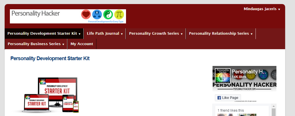 Personality Hacker customers control panel